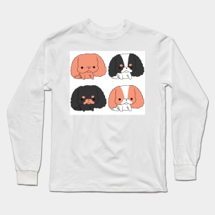 Kawaii Cavalier King Charles Spaniel - Ruby, Blenheim, Tri and Black and Tan Long Sleeve T-Shirt